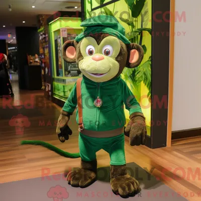 Produktbild von Waldgrüner REDBROKOLY Affe Maskottchen Kostüm Charakter gekleidet mit Leggings und Beanies