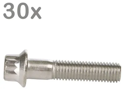 Productafbeelding van 30 wielbouten M7x32, roestvrij staal, geschikt voor BBS, Rial, Schmidt, O.Z., Dynatech en Carline velgen