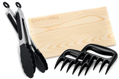 Produktbild von BBQ-Grill-Zubehör-Set mit Fleischwolf-Zangen und Grillzangen