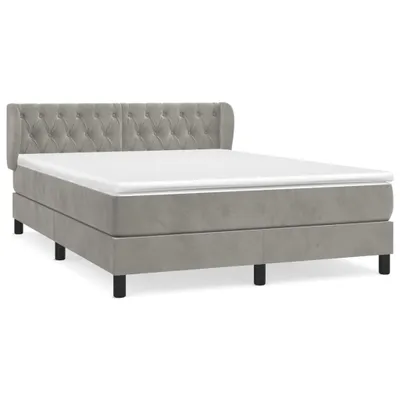 Produktbild von vidaXL Boxspringbett mit Matratze Hellgrau 140x200 cm Samt