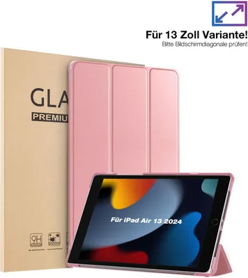 Produktbild von Schutzhülle + 2x 9H Display Glas für Apple iPad Air 6. Gen 13.0 Zoll Cover Case Schutz Tablet Farbe: Rosegold