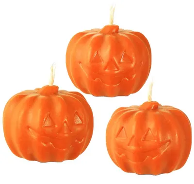 3 Halloween-Bienenwachskerzen, orange, 4,5x6,5 cm
