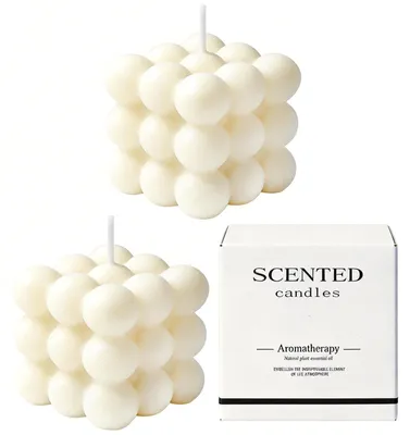 2er Set Bubble Candle Würfelkerzen aus Sojawachs, Birne & Freesie