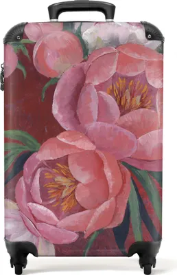 Produktbild von NoBoringSuitcases.com® Koffer Handgepäck Trolley Rollkoffer Kleine Reisekoffer mit 4 Rollen - Blumen - Rosa - Malerei - Pflanzen - Cabin Size < 55x40x23 cm & 55x40x20 cm - Fotokoffer - Kabinenkoffer - BoardgepäckHandgepäck Koffer 55x35x20 cm, 36L,
