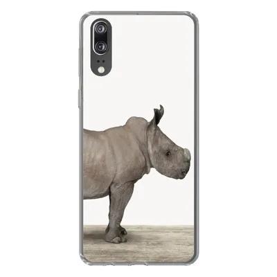 Produktbild von MuchoWow® Handyhülle Schutzhülle Hülle für Huawei P20 Rhinozeros - Tiere - Jungen - Mädchen Silikon Softcase Handy Hülle - Hardcover