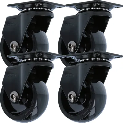 Produktbild von 4er Set Schwarze Möbelrolle Polyurethan Lenkrolle modernes Design Möbeltransportrolle kugelgelagert 50mm