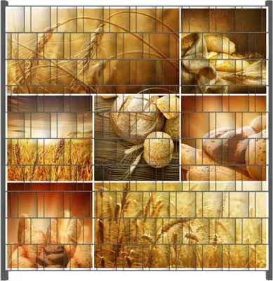 Produktbild von Wallario Zaunsichtschutz mit Motiv Getreide und Brotsorten aus Weizen für Ein- und Doppelstabmatten Zäune in der Größe 200 x 200 cm
