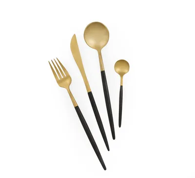 Image de Excelsa Set de couverts Of 24 pièces Japon acier noir et or