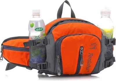 Produktbild von Unyqoos® Multifunktionale Hüfttasche im Military-Look aus wasserdichtem Nylon, 4 L, 26×16×23 cm, 2 Flaschenhalter, Orange