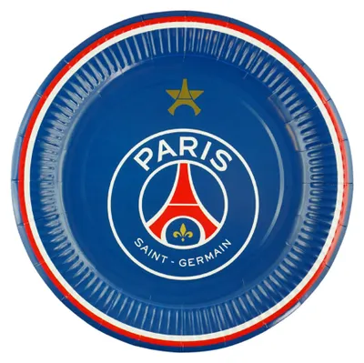 Image de 6 assiettes en carton PSG 23 cm - taille unique