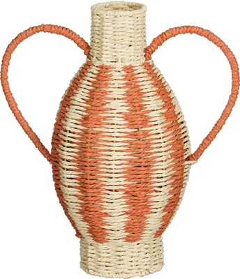 Image de Mica Decorations Vase décoratif - Vase à fleurs 38 x Ø21 cm - Décoration salon pour intérieur - Papier, fer - Jaune clair, orange