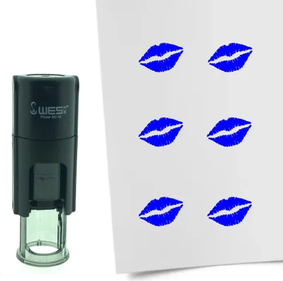 Produktbild von CombiCraft Selbstfärbender Stempel 'Kussmund' in der Farbe Blau, Ø10mm