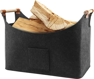 Produktbild von Filz-Aufbewahrungskorb XL Grau mit Holzgriffen 70L