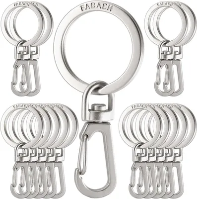 Produktbild von FABACH 15 x Karabiner Schlüsselanhänger mit drehbarem Schlüsselring - Kleine abnehmbare Karabinerhaken Schlüsselringe - Stabile Mini Schlüssel Karabiner Haken als Schlüsselhalter und zum Basteln