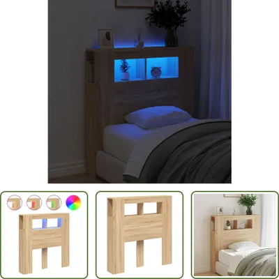 Produktbild von The Living Store LED-Kopfteil Sonoma Eiche 100x18,5x103,5 cm Holzwerkstoff