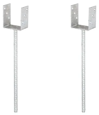 Obrázek produktu pro Alberts 8 x U-Pfostenträger, Riffelstahl-Betonanker, 91x91 mm, Betonanker 400 mm, feuerverzinkt, zum Einbetonieren