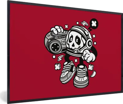 Produktbild von MuchoWow® MuchoWow® Gerahmtes Poster Radio - Rot - Vintage 30x20 cm - Poster mit zchwarzem Bilderrahmen - Kunstdruck - Bild-Poster