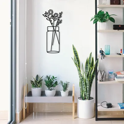 Produktbild von Wallity, Flower- ENZ1164, Schwarz, Sonstige Wohndekorationen, 58 x 61 cm, 100% Metall (Dicke: 1