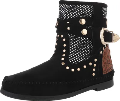 Produktbild von Ital-Design Damen Stiefeletten Western- & Bikerboots  Wildlederoptik, Textiloptik Flache Stiefeletten 88843875 Schwarz Gr.  38