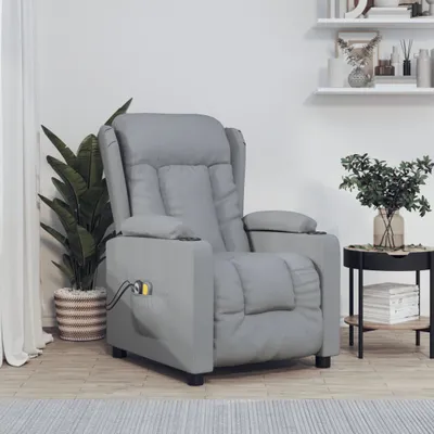 Image de The Living Store Fauteuil de massage électrique Gris clair Tissu