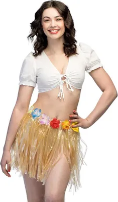 Produktbild von Hawaii "Bastrock" mit Blumen 45 cm | Naturell