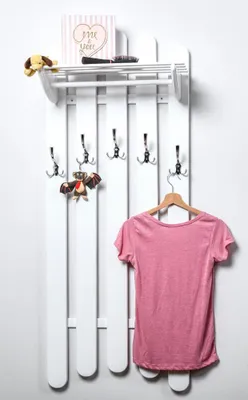 Produktbild von Garderobe Kiefer massiv Vollholz Weiß Junco 341 – Abmessungen: 150 x 60 x 33 cm (H x B x T)