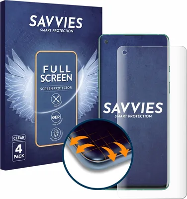 Produktbild von 4x Savvies Fullscreen Schutzfolie für OnePlus 8 Displayschutz Folie Fullcover Klar Transparent
