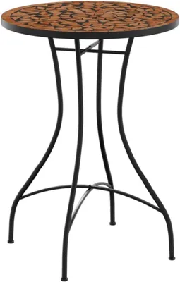 Produktbild von Mosaik-Bistrotisch mit Keramikplatte im Terrakotta-Design für Garten, Balkon und Terrasse