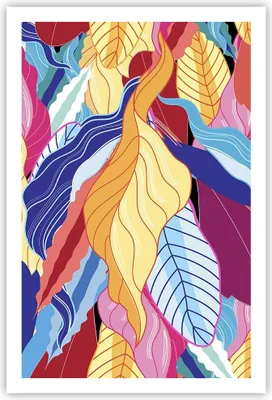 Produktbild von Poster - Poster ohne Rahmen - Muster Blätter bunt - 61x91,5 cm - Wand Bild - Wanddeko - Wandbilder - Kunstposter - Wandposter - Bilder - Kunstdruck - Wanddekoration - Wandbild - P2XPA61x91-4269
