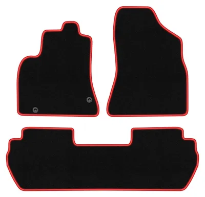 Productafbeelding van Velours automatten voor Citroen Berlingo II 2008-2018 – 3-delig, zwart/rood, op maat – Wielganizator CARLUX