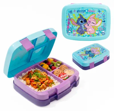 Obrázek produktu pro Dětský obědový box BentoPro Stitch and Angel Snídaňový box Svačinový box se 3 přihrádkami