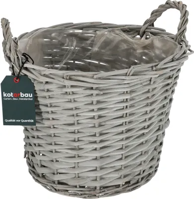 Obrázek produktu pro KOTARBAU® Květináč – proutěný koš, proutěný košík na květiny ⌀ 31 cm, proutěný košík, proutěný květináč, obal na květináč, rustikální, šedý