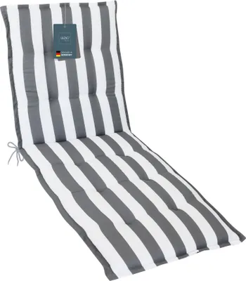 Produktbild von LILENO HOME Sonnenliege Auflage als [1er Set - Rollliege] in Blockstreifen Grau - Gartenliegen Auflage perfekt für Strandliege - Polster Auflage für Gartenliege (188x60x5cm)