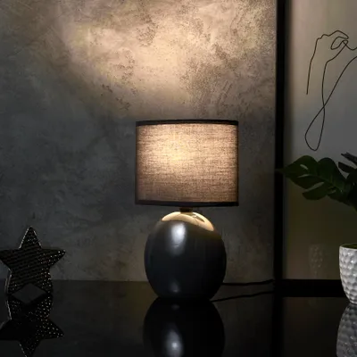 Produktbild von Ovale Keramiklampe, Anthrazitgrau, H 30 cm