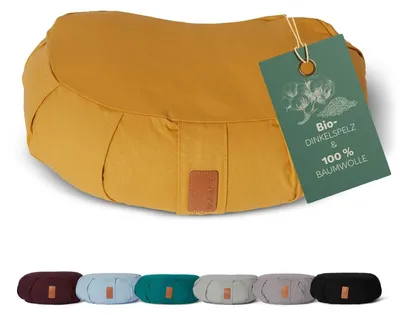 Obrázok produktu pre #DoYourYoga  Jogový vankúš Ganesh  – naplnený špaldovou šupkou – polmesiac – indická žltá