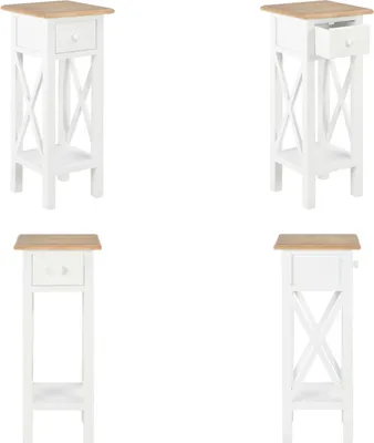 Produktbild von vidaXL Beistelltisch Weiß 27 x 27 x 65,5 cm Holz - Telefontisch - Telefontische - Holz Telefontisch - Holz Telefontische