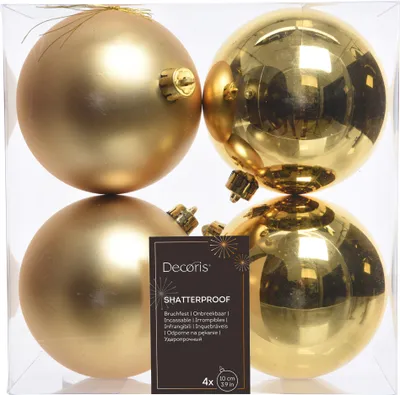 Produktbild von Weihnachtsbaumkugeln bruchfest Ø 10 cm 4 Stück gold glanz