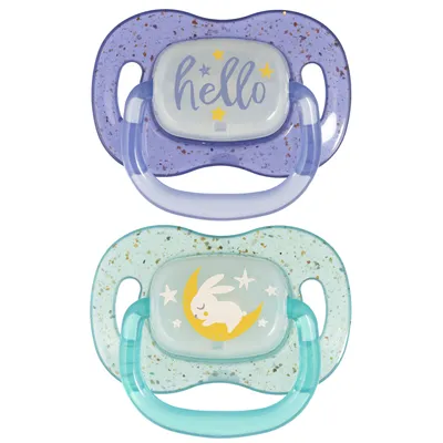 Produktbild von Canpol babies Silikon Schnuller symmetrisch NightGlow Blau 0-6 m 2 St. 34/942_blu