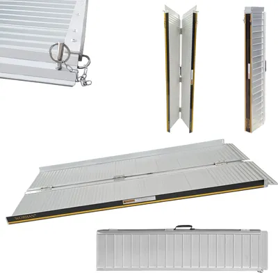 Zdjęcie produktu dla WORHAN rampa dla wózków inwalidzkich składana 272kg składana rampa dla wózków inwalidzkich mobilna aluminiowa 122cm ( 122 (składana raz) 1R4