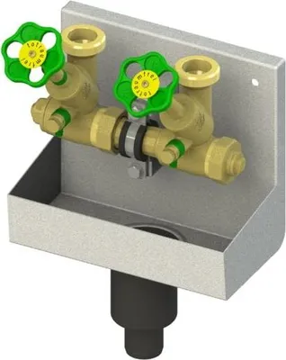 Produktbild von SCHLÖSSER Kompakt-Verteilerstation 2-Strang Verteiler - Zulauf 1 Zoll - DN 25, mit Ablaufrinne