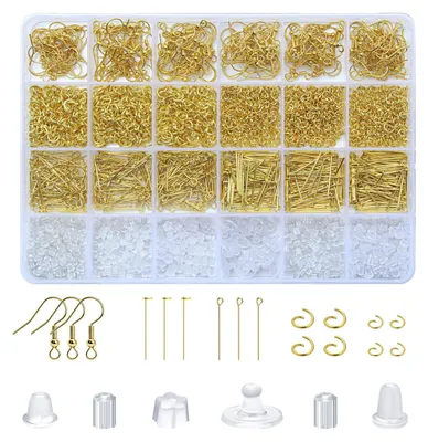 Ohrring-Bastelset 1100 Teile Gold mit Haken & Ringen