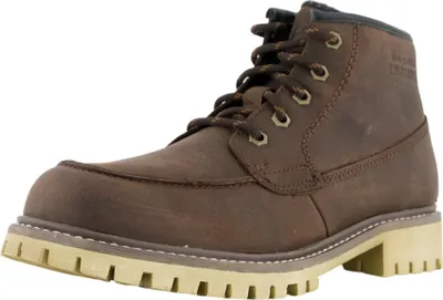 A single brown boot is shown against a white background.