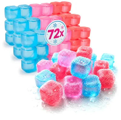 Produktbild von com-four® 72x wiederverwendbare Eiswürfel in bunten Farben