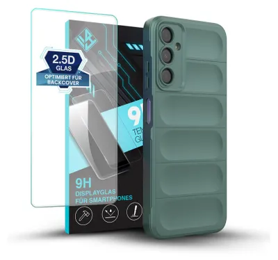Produktbild von Handy Hülle für Samsung Galaxy A05s mit 9H Displayglas Displayschutz Plus Grip Case Cover Schutzhülle Softgrip Farbe: Grün