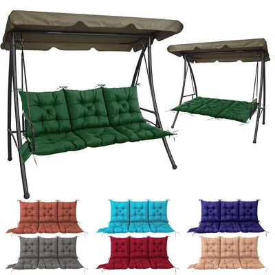 Produktbild von NACATIN Hollywoodschaukel Auflage, Schaukelkissen mit Rückenlehne & Befestigungsriemen, wasserdicht rutschfest Gartenkissen für Gartenbank, Dunkelgrün