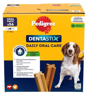 Obrázek produktu pro PEDIGREE DentaStix 56 kusů (8x180g) Žvýkací pastilky pro psy středních plemen