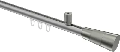 Produktbild von Interdeco Innenlaufstange / Gardinenstange mit Innenlauf Silbergrau / Edelstahl-Optik, Typ Sonius Tanara (Konus Bicolor) Deckenmontage, 20 mm Ø 1-läufig, 180 cm