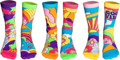 Produktbild von United Oddsocks Damen Socken, 6 Socken Pack - Strumpf, Mottomotive Hippy Go Lucky 37-42