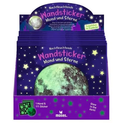 Produktbild von Nachtleuchtende Wandsticker Mond und Sterne