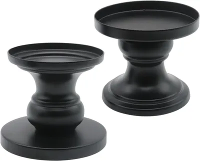 Obrázek produktu pro Svícen – Sada 2 kusů – Průměr 2,0 cm – Železo – Minimalistický design – Černá barva